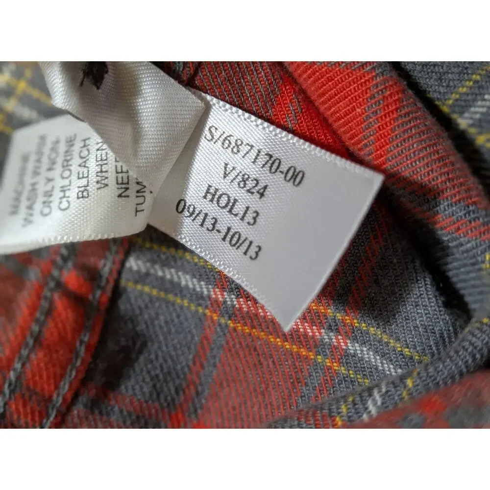 Banana Republic Men's Plaid Flannel Shirt Red & Grey Medium